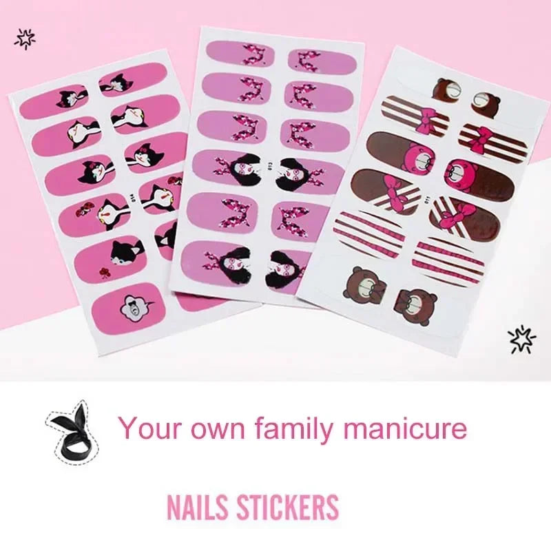 3D Cartoon Nail Decals – 3pcs Colorful Mixed Pattern Nail Stickers