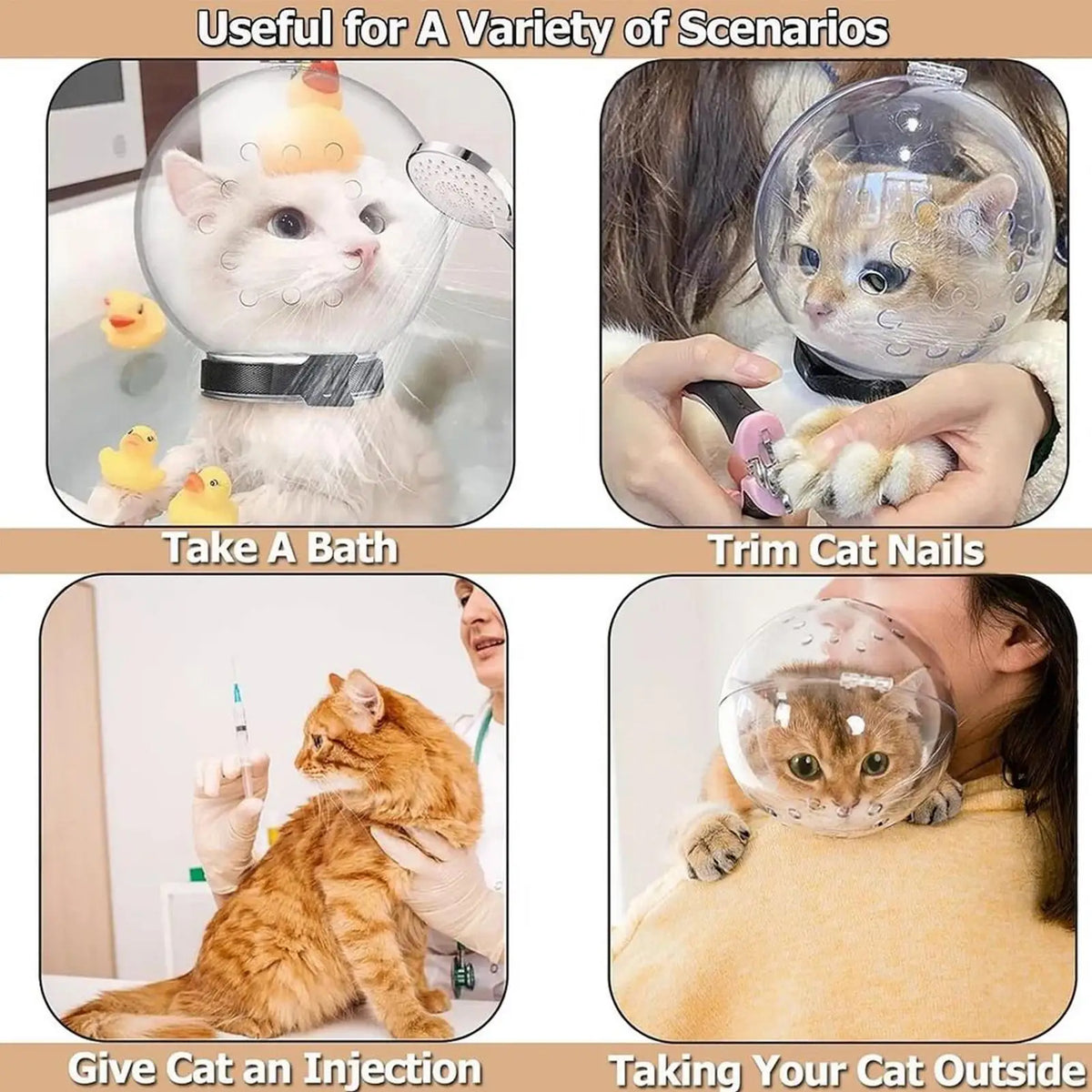 Transparent Cat Muzzle – Breathable Grooming Helmet