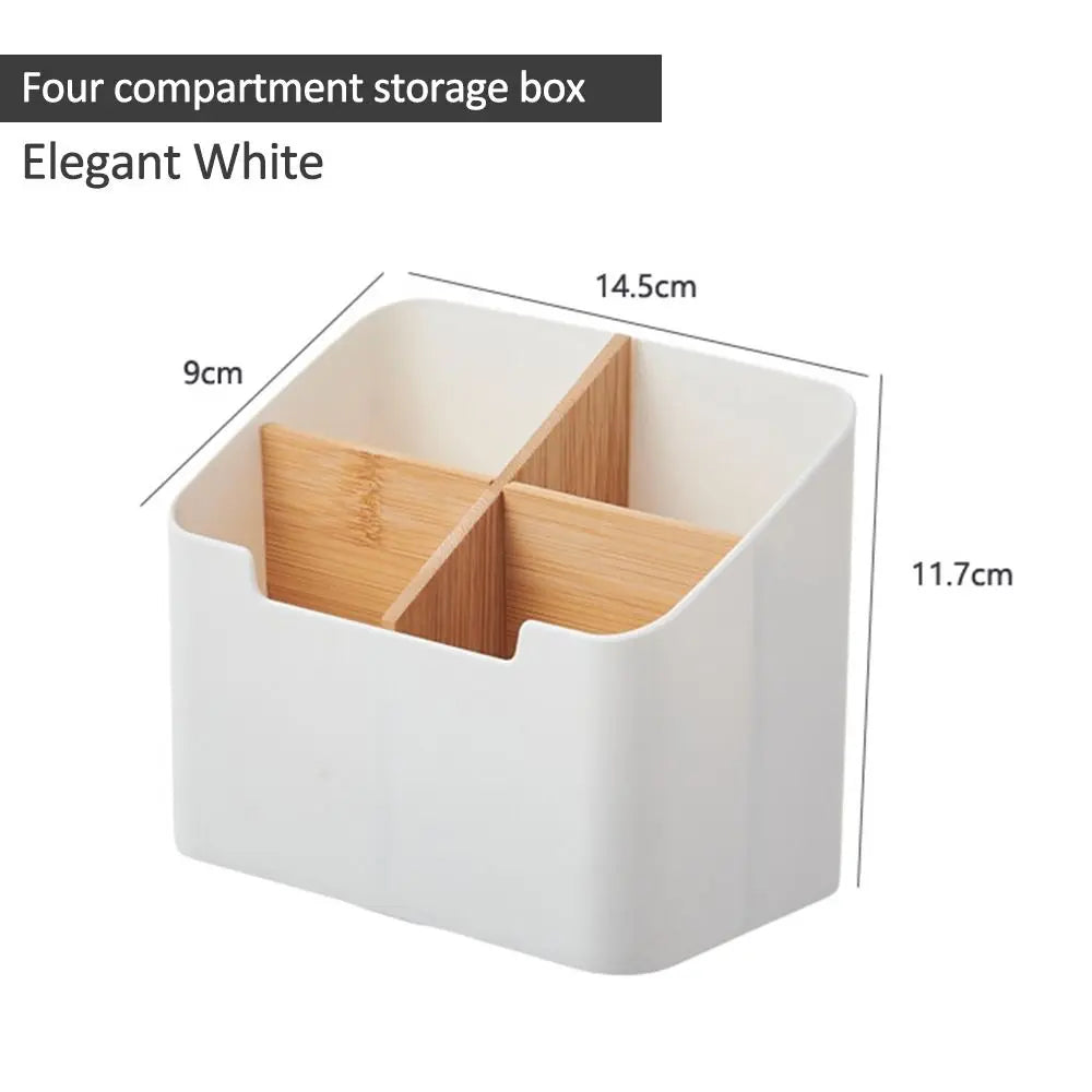 Wooden Remote Control Organizer & Desktop Storage Box