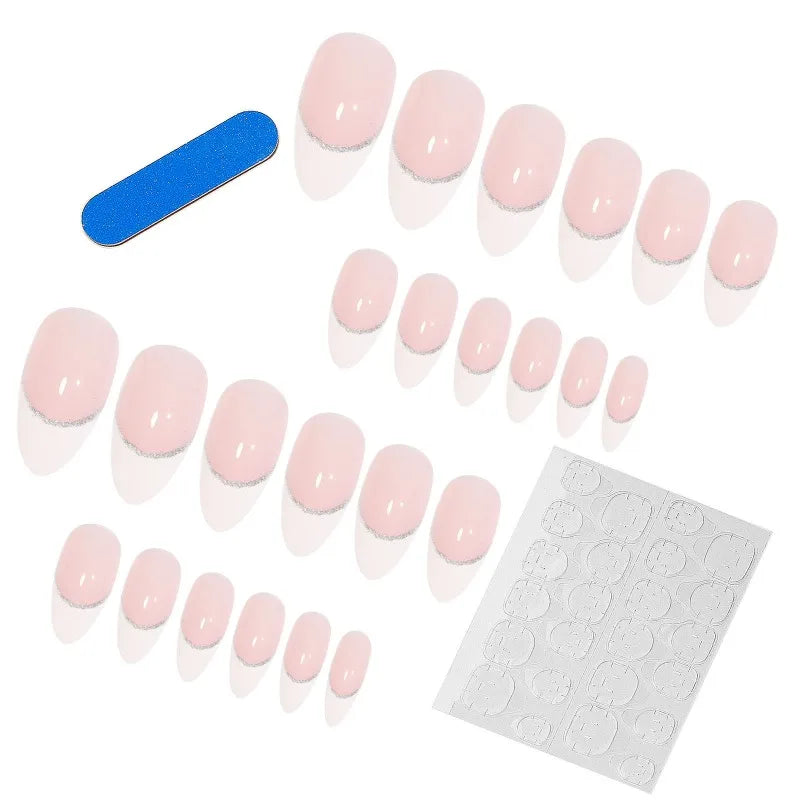 French Round Press-On Nails L Size – 24pc Acrylic Tips