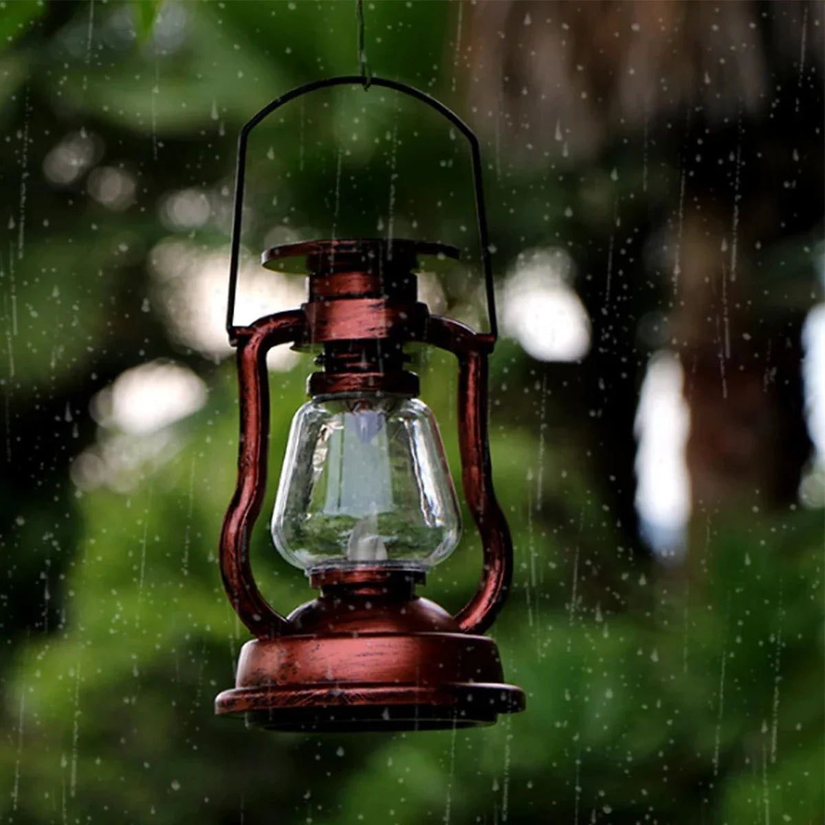 Retro Solar LED Hanging Lantern | Flickering Flameless Outdoor Light