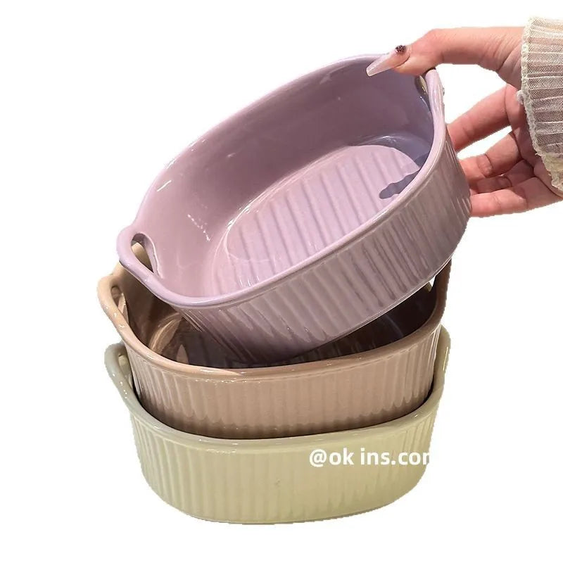 Ceramic Air Fryer Baking Bowl – Heat-Resistant Square Dish