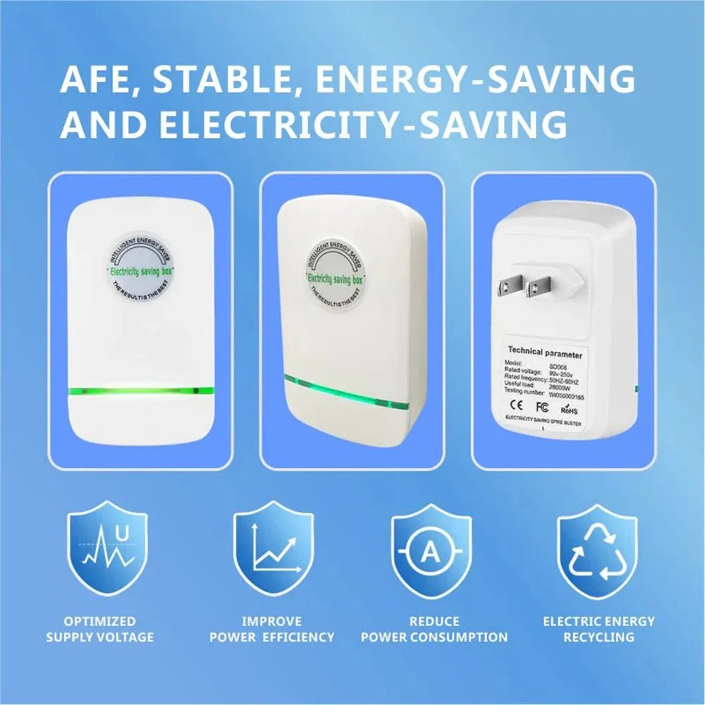 EU Plug Energy Saving Box 90V–250V Voltage Stabilizer