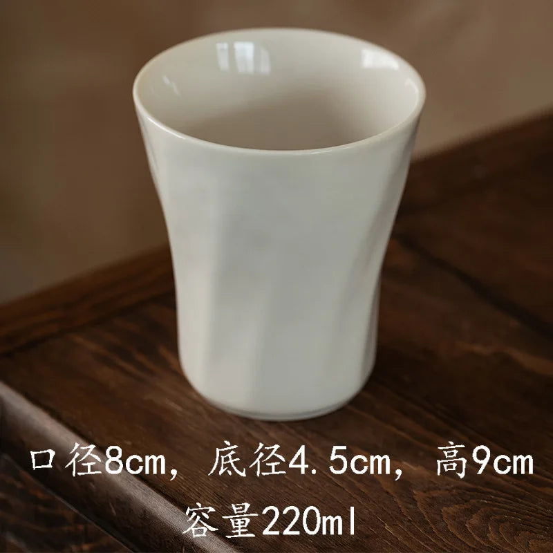 Dehua White Porcelain Coffee Cup 220ml – Ceramic Tea Mug