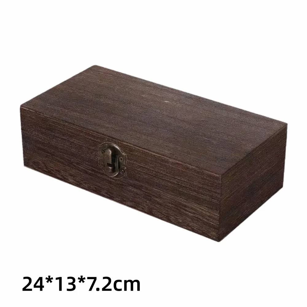Vintage Wooden Flip Lid Storage Box – Jewelry & Gift Organizer