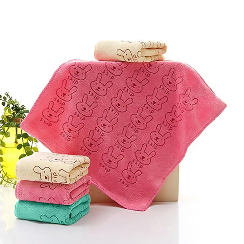 Rabbit Print Microfiber Baby Washcloth – Soft Absorbent Towel