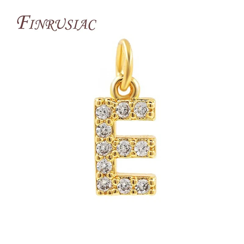 18K Gold Plated Zircon Letter Pendants A-Z Alphabet Charms