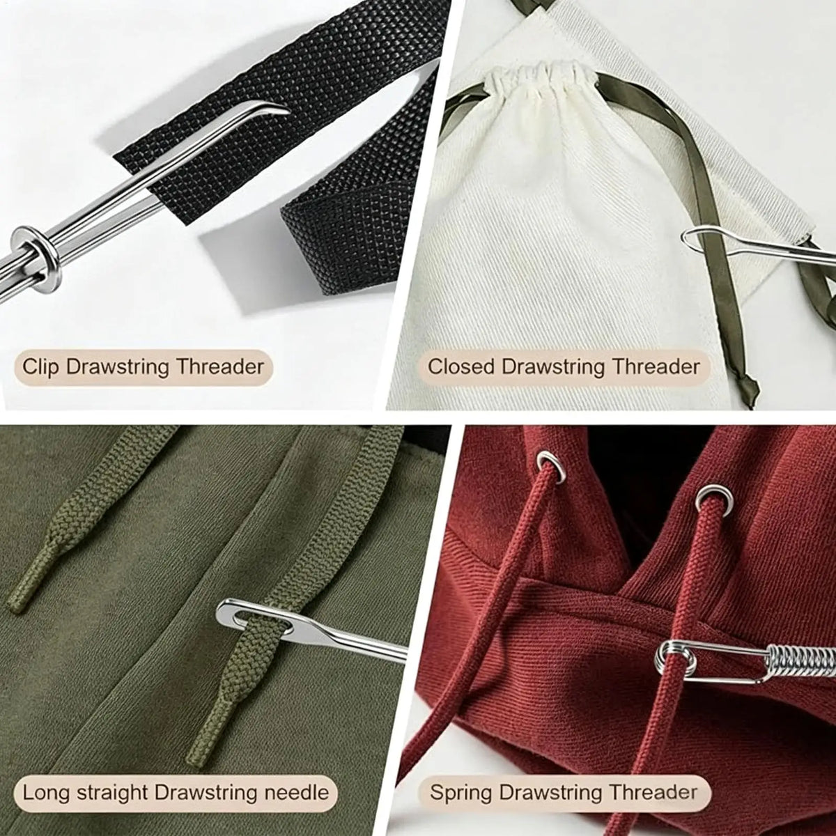 Metal Flexible Drawstring Threading Tool Set – 4 Piece