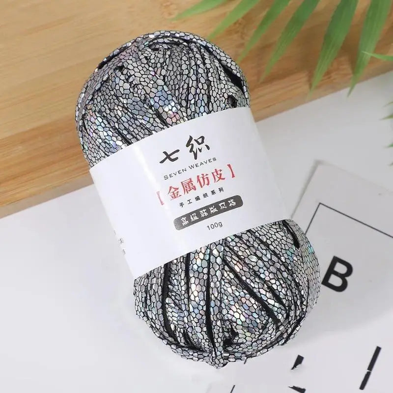 Cracked Metallic Flat Yarn 100g – Holographic Crochet & Knit Yarn