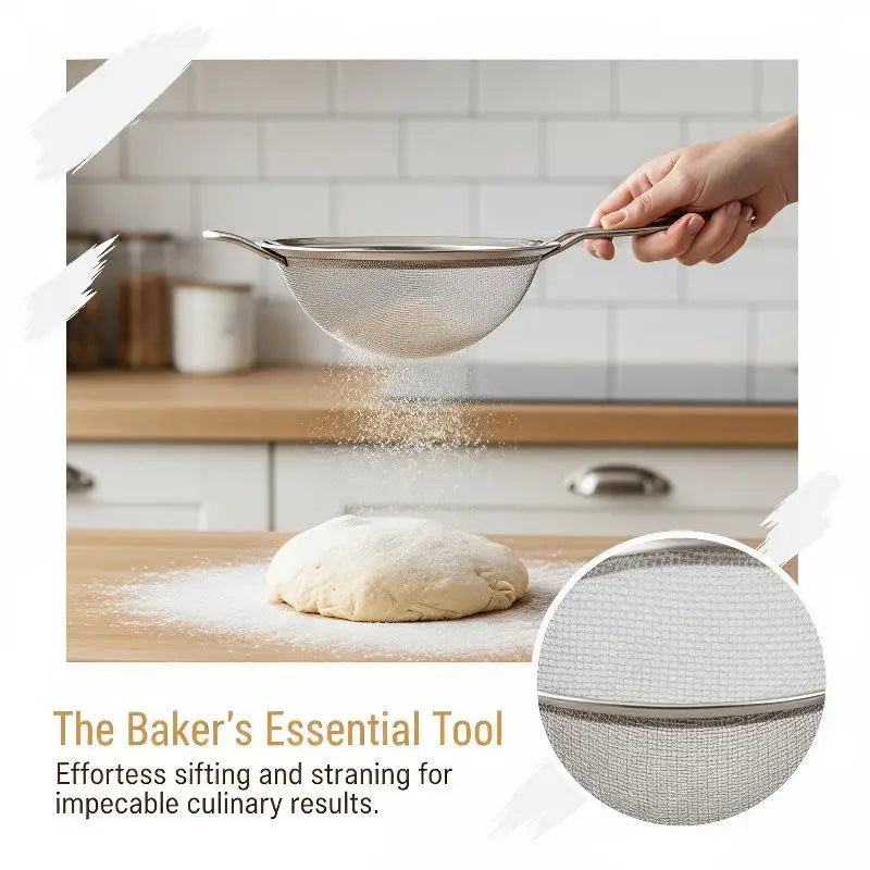 Fine Mesh Stainless Steel Strainer Sieve with Handle | Kitchen Tool