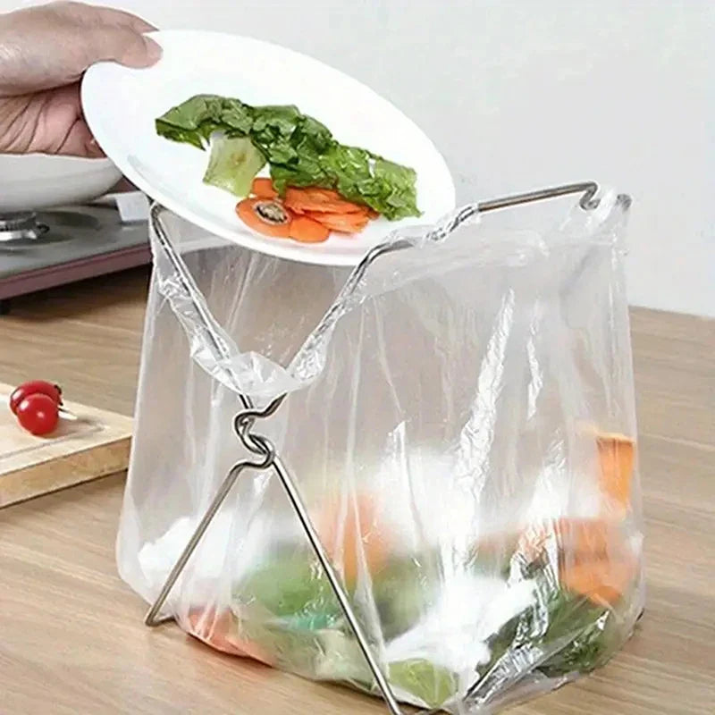 Foldable Garbage Bag Holder Rack for Kitchen & Outdoor Use