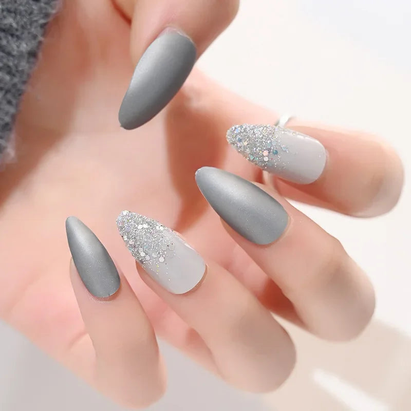 24Pcs Stiletto Press-On Nails Gradient Full Cover Mid-Length
