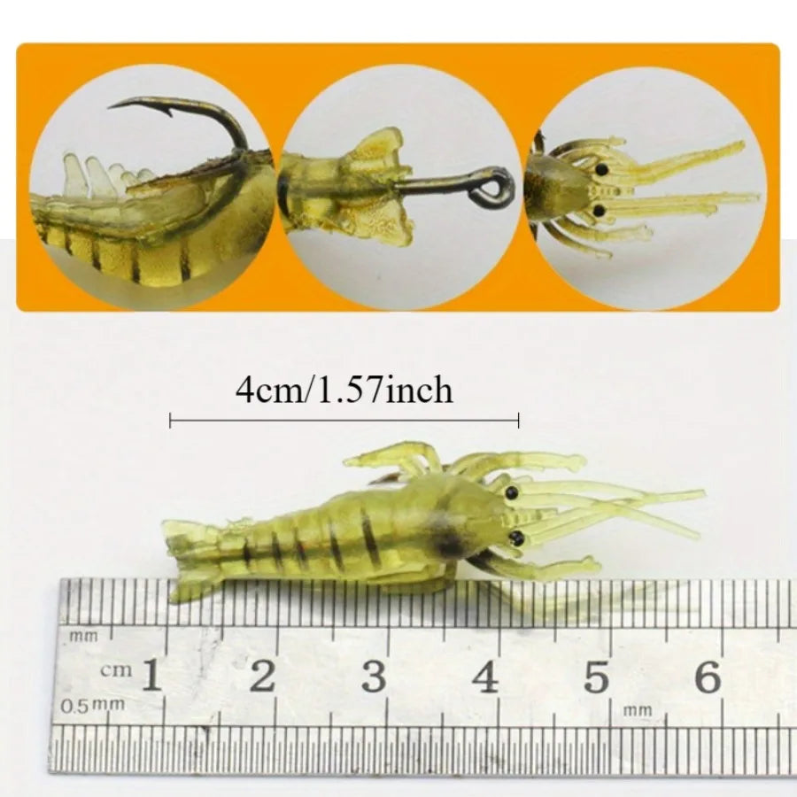 10pcs Luminous Soft Shrimp Lure Jig Hook Silicone Sea Fishing Bait