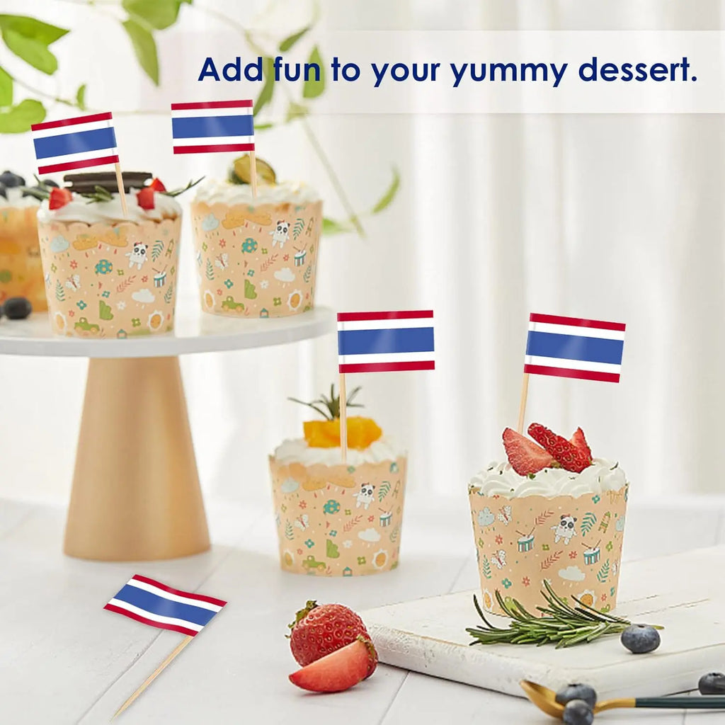 Thailand Flag Toothpick Picks 100 Pcs – Double-Sided Party Flags