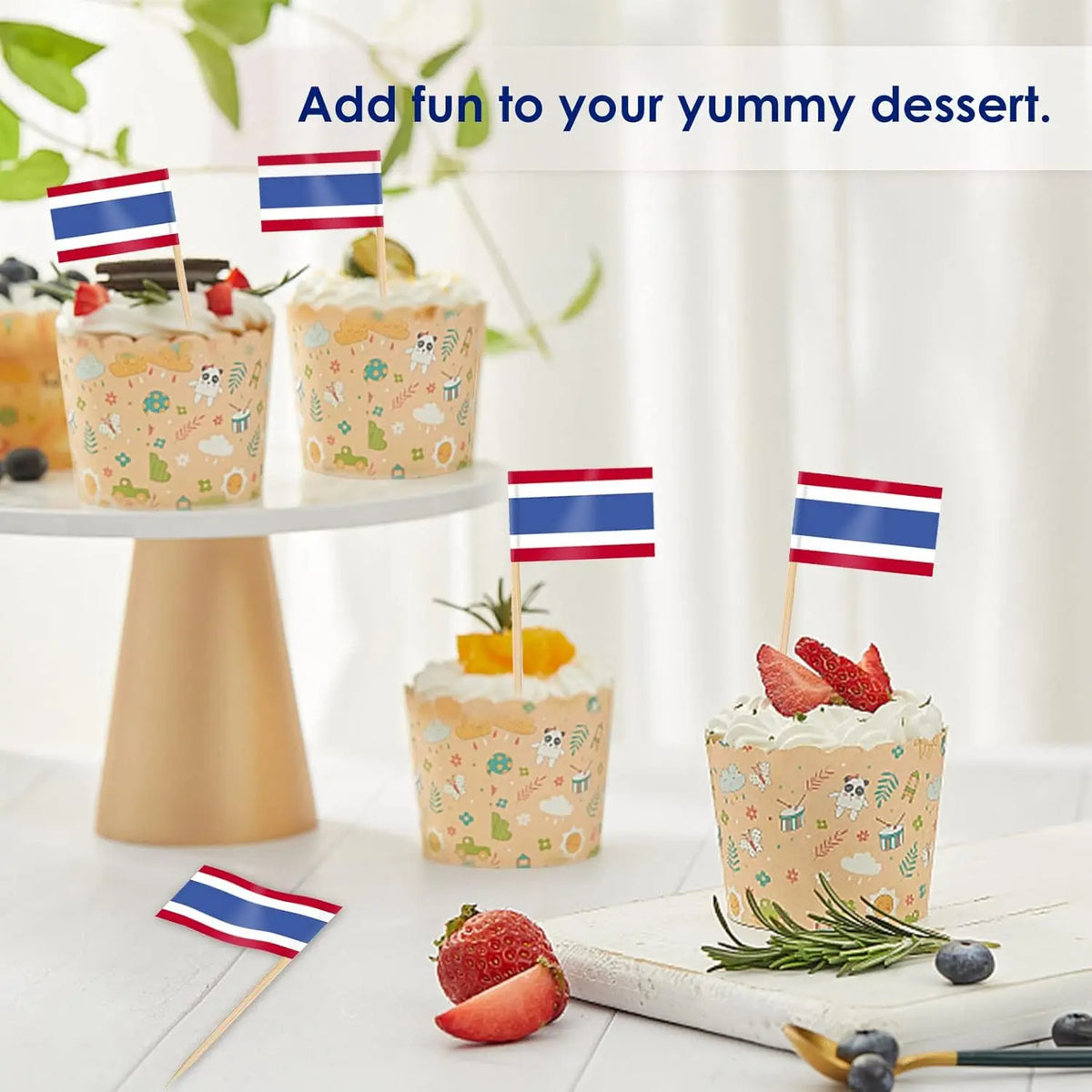 Thailand Flag Toothpick Picks 100 Pcs – Double-Sided Party Flags