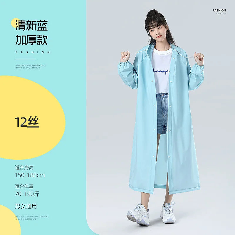 Reusable EVA Waterproof Rain Poncho – Transparent Adult Raincoat