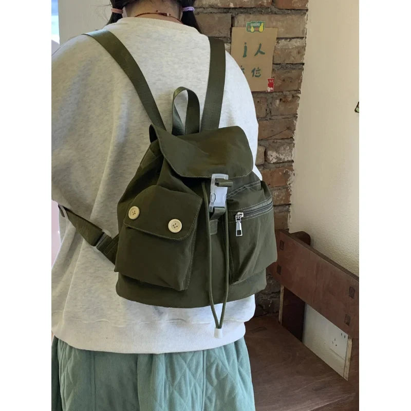Korean-Style Nylon Backpack – Casual College Travel Bag