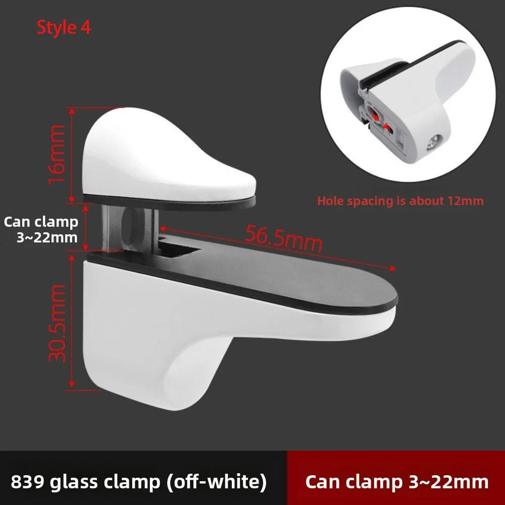 Zinc Alloy Adjustable Glass Shelf Clamps 1-22mm Bracket