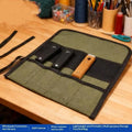 Multi-Pocket Roll-Up Canvas Tool Bag & Wrench Pouch