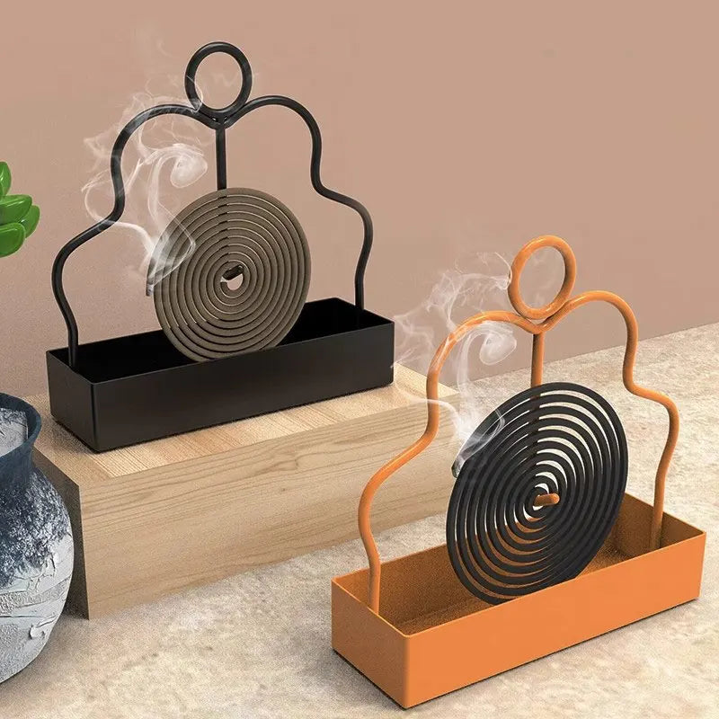 Iron Mosquito Coil Holder Incense Burner Rack – Black/Gold
