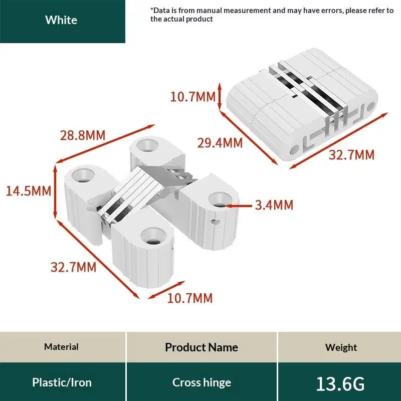 Cross Concealed Hinge Plastic & Iron Folding Furniture Hardware