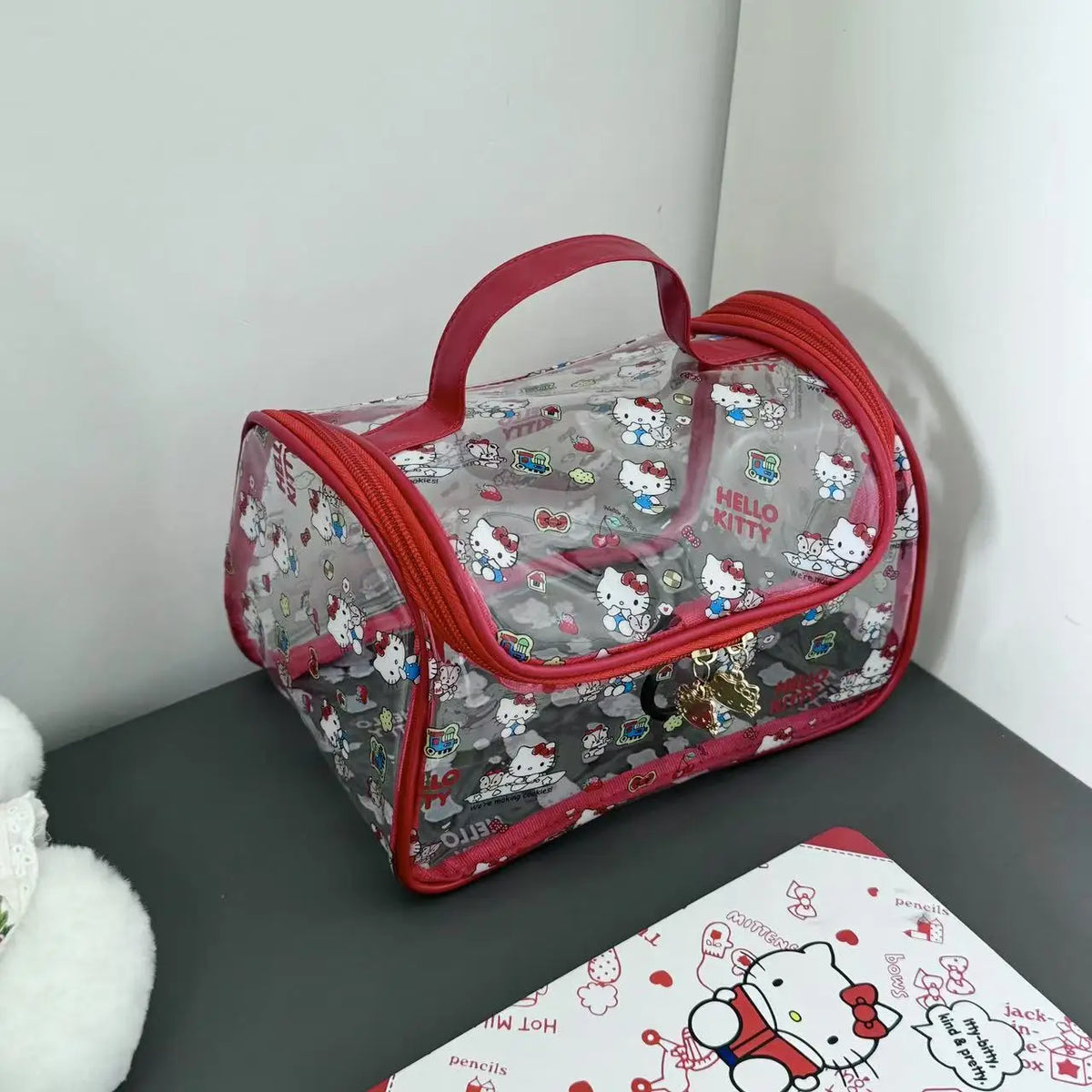 Sanrio Hello Kitty Transparent Makeup Bag – Large Travel Organizer