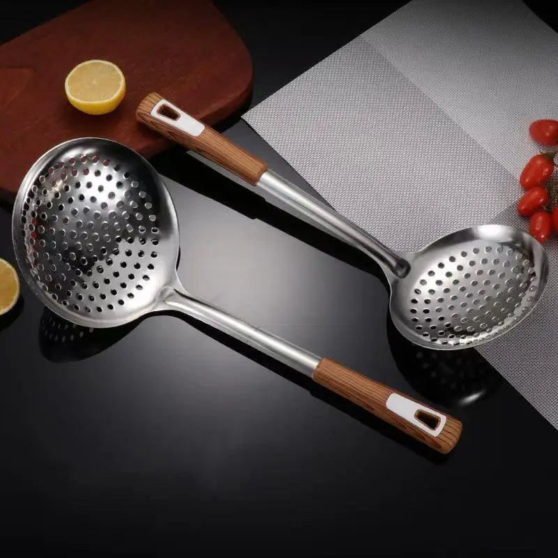 Stainless Steel Colander Spoon – Oval Oil Skimmer & Mesh Sifter