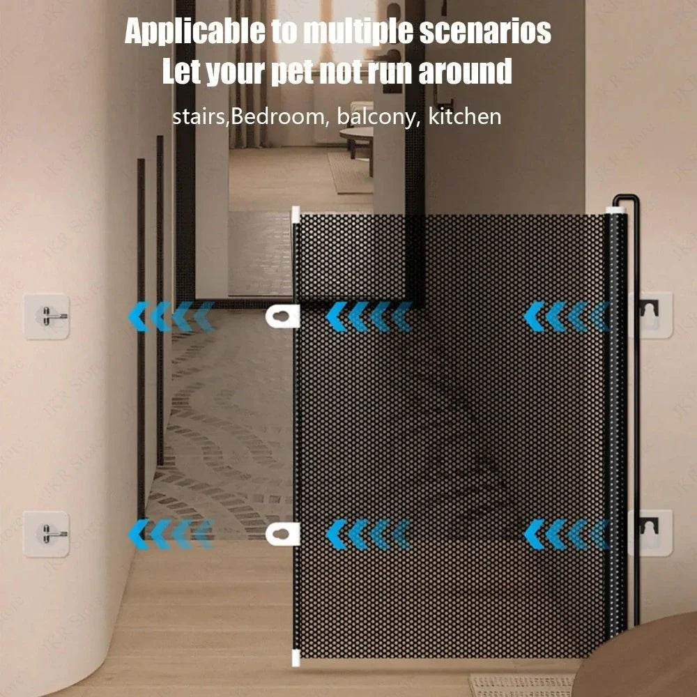 Retractable Mesh Pet Safety Gate for Dogs & Cats | No Drill