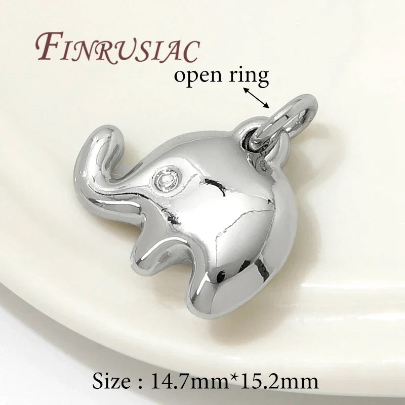 18K Gold Plated Brass Elephant Charm Pendants | DIY Jewelry