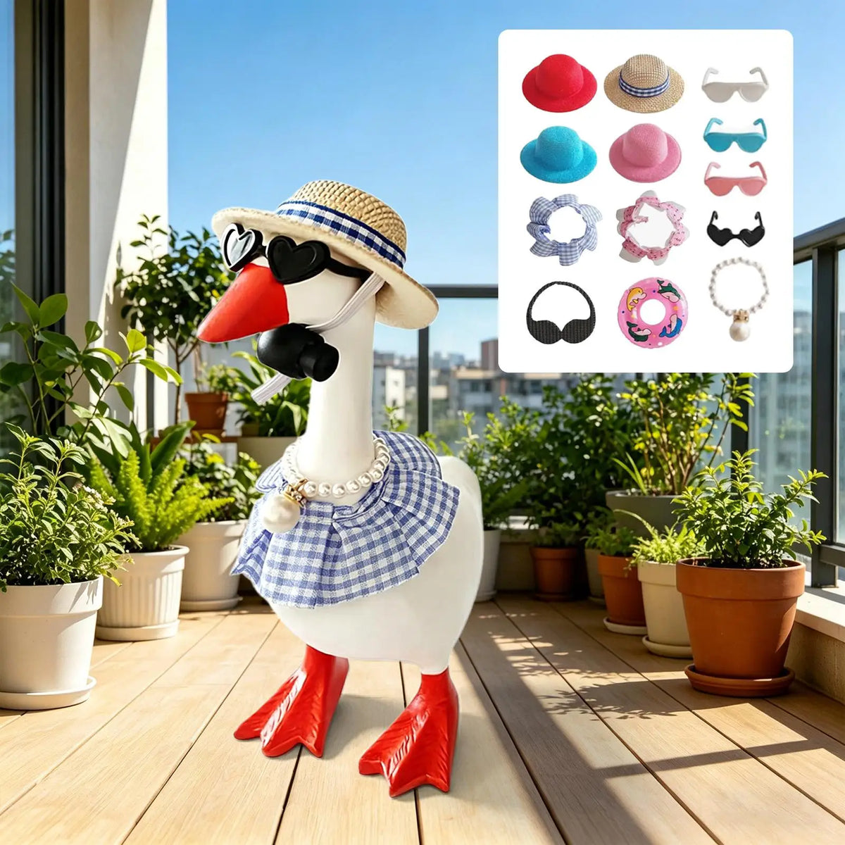 Summer Desk Goose Outfit Set – Mini Figurine Costume Accessories