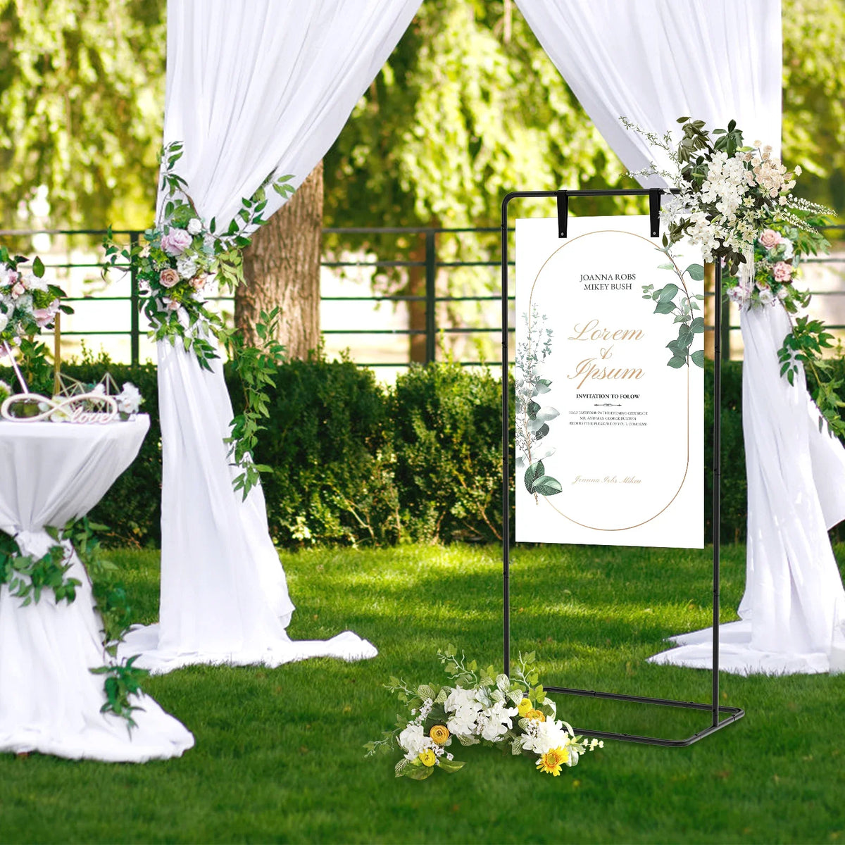 Wedding Welcome Sign Stand – Adjustable Metal Easel
