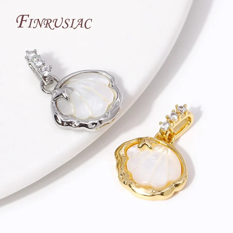 18K Gold Plated Zircon Shell Star Pendant Charm | DIY Jewelry