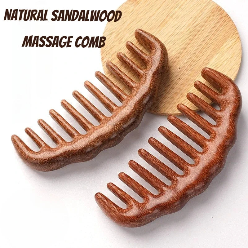 Natural Sandalwood Wide Tooth Detangling Comb | Anti-Static