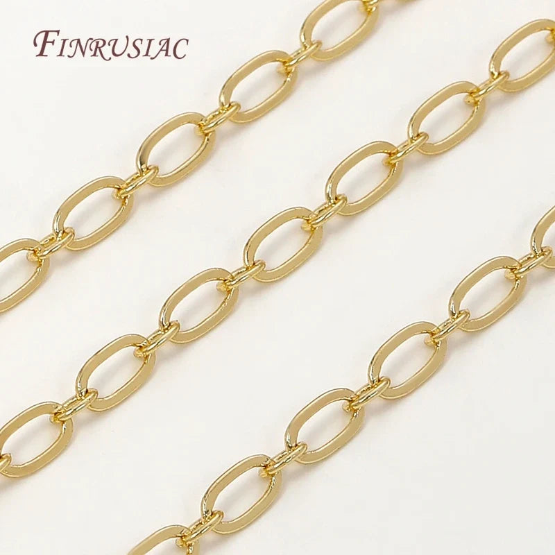 14K Gold Plated Paperclip Chain | Brass Oval Link DIY Jewelry
