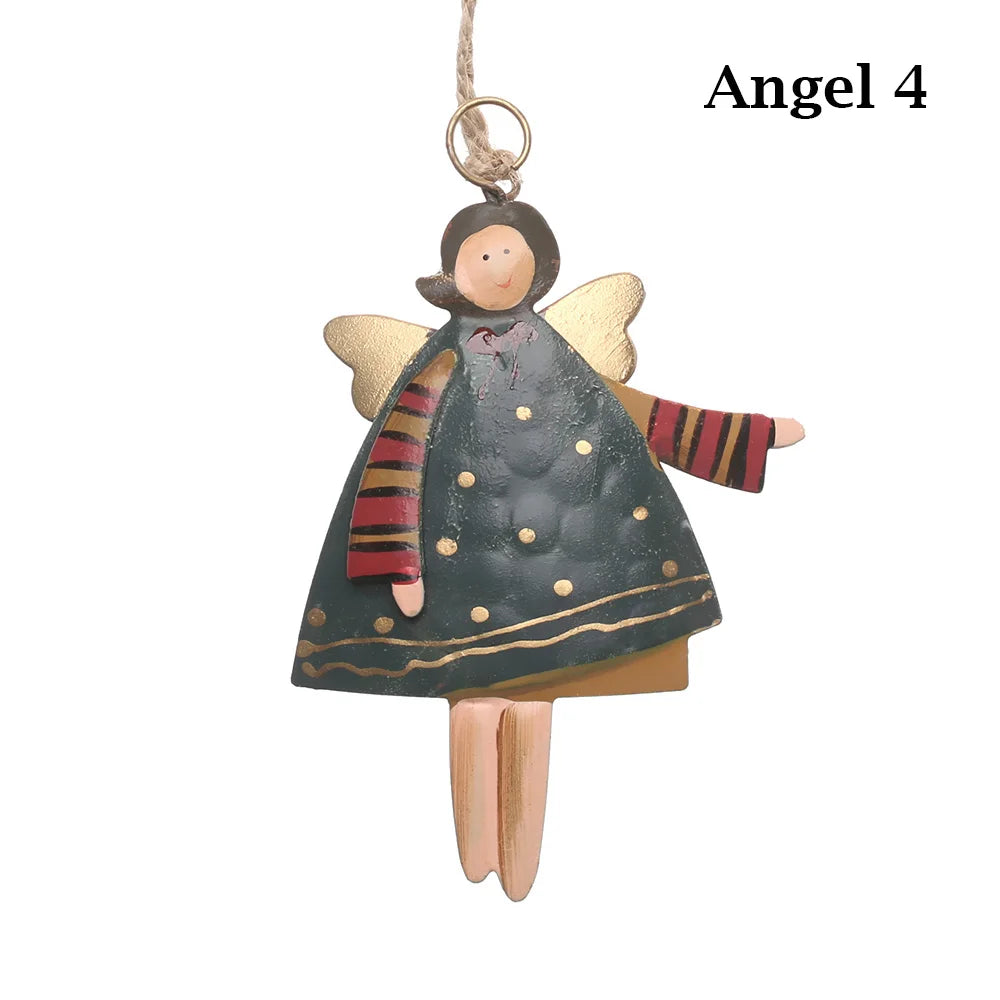 Retro Metal Christmas Ornaments – Angel, Santa & Snowman Pendants