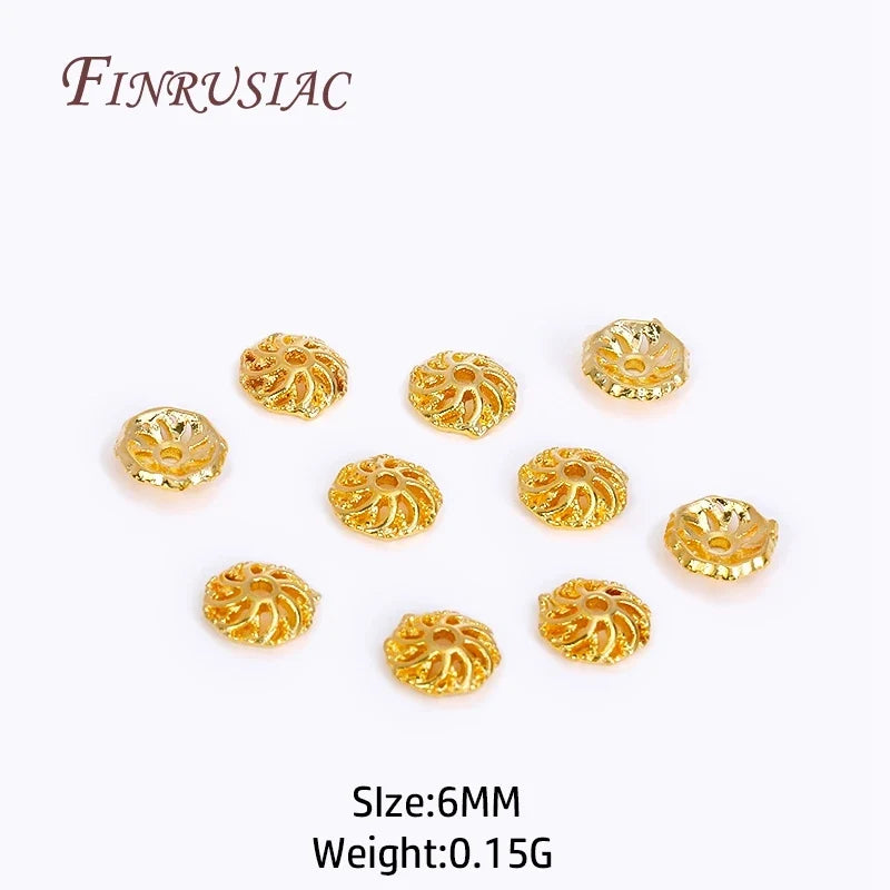6mm 18K Gold Plated Flower Bead Caps – Brass Jewelry Findings