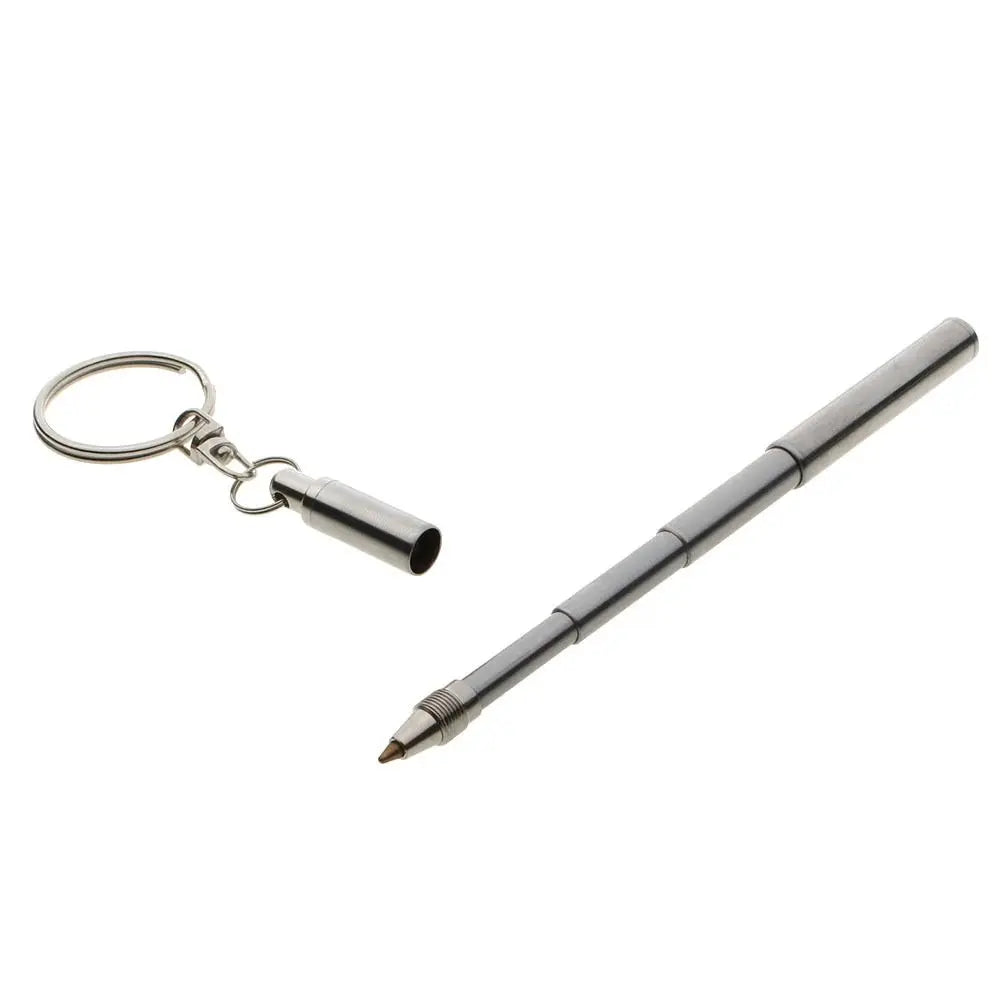 Stainless Steel Telescopic Pocket Pen with Keychain