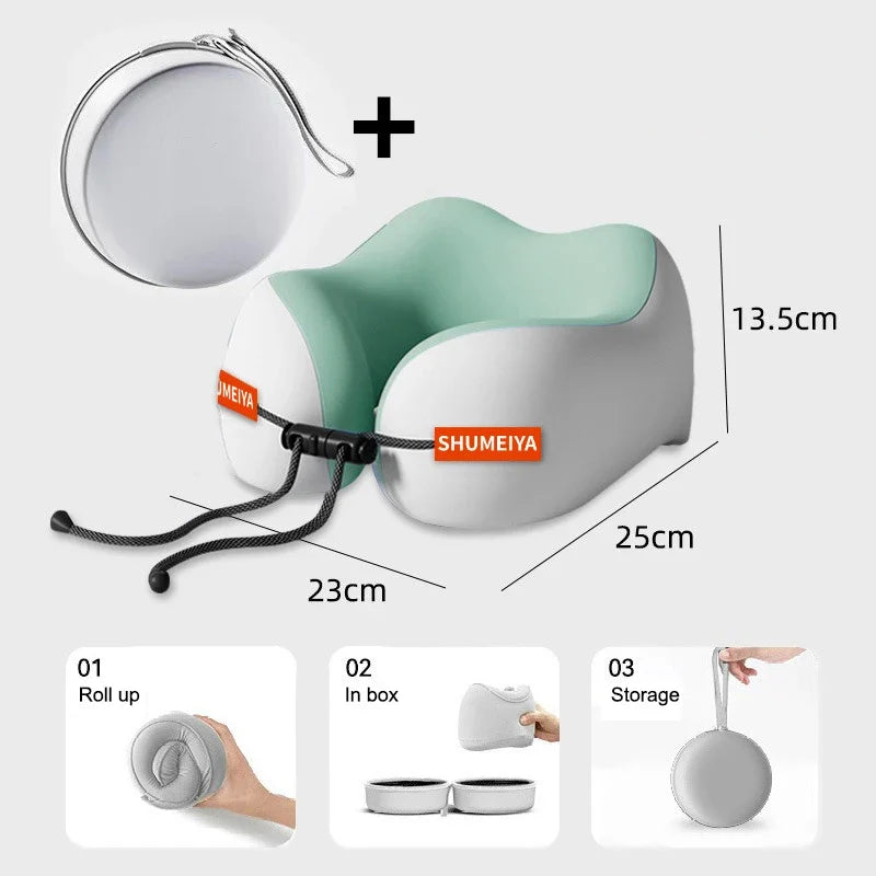 Memory Foam U-Shaped Travel Neck Pillow – Washable & Portable