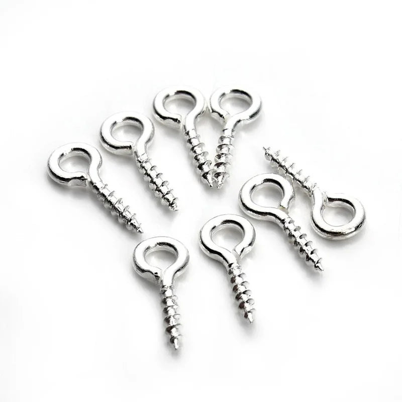 100pcs Mini Screw Eye Pins Eyelets Gold Silver Jewelry Findings DIY