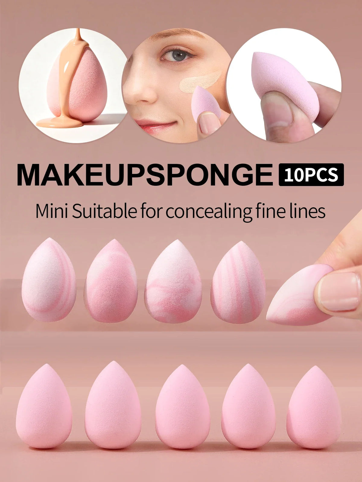 Mini Pink Beauty Sponges 10-Pack – Blend Foundation & Powder