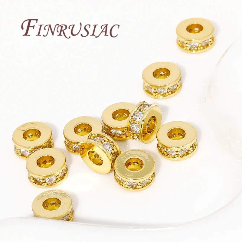 18K Gold Plated Zircon Round Spacer Beads | DIY Jewelry Making