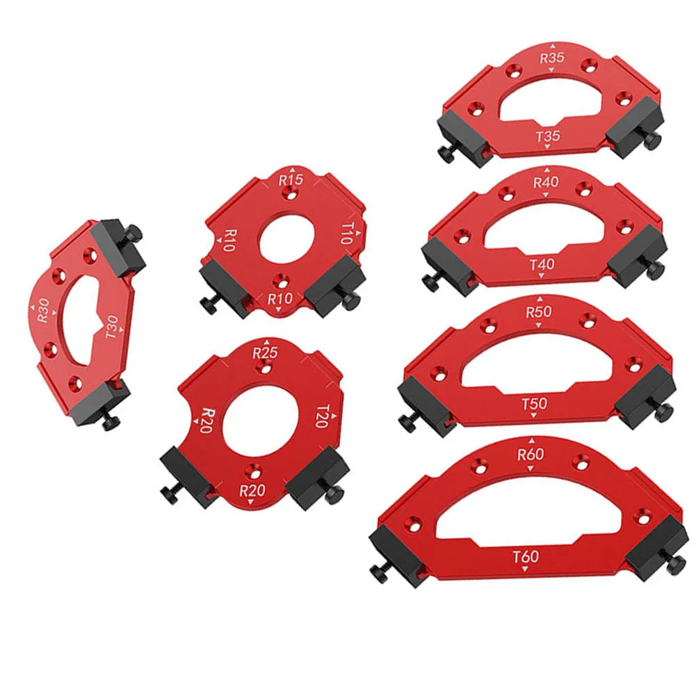 7-Piece Corner Routing Jig Radius Template Set R10–R60