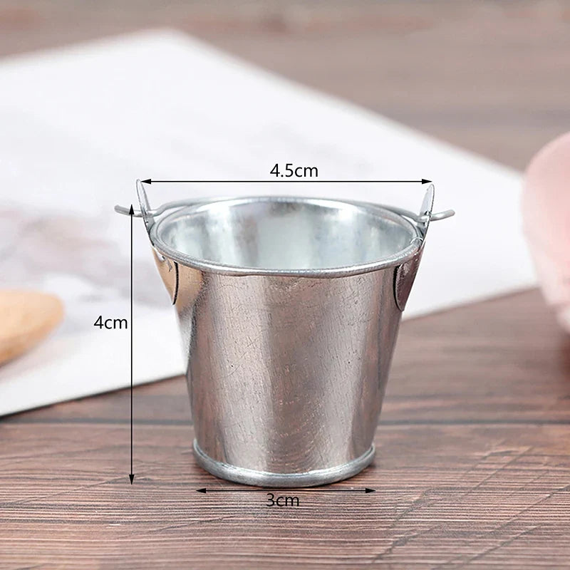 Miniature Iron Pail for Dollhouse Decor & Beach Bucket Toy