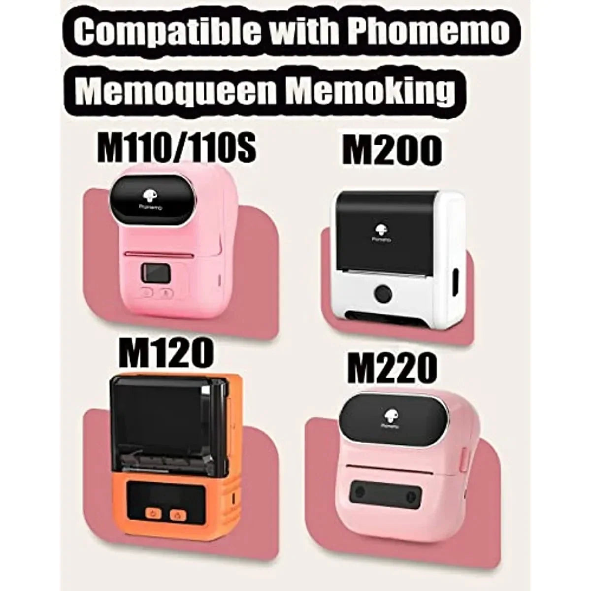 Phomemo M200 Color Labels 40x30mm 3 Rolls 690 Labels Pink/Khaki/Blue