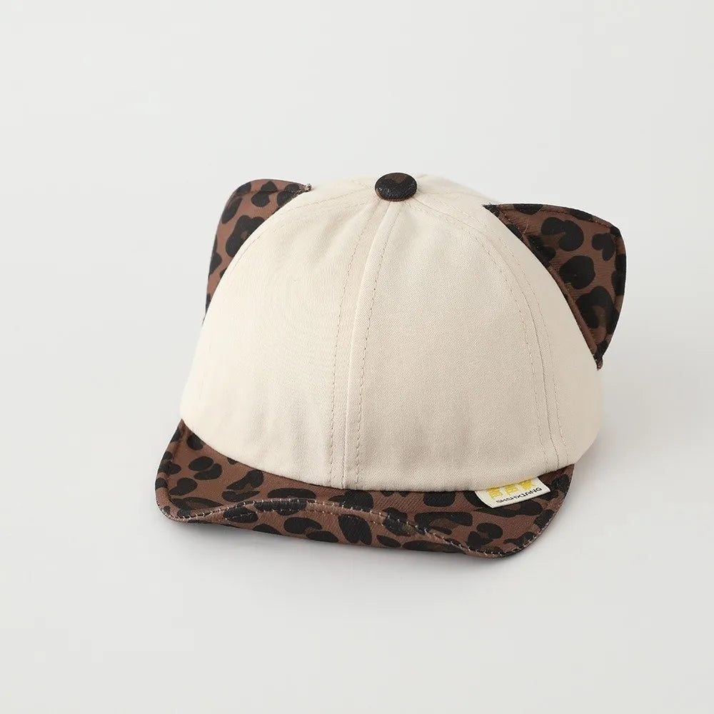 Toddler Cat Ear Baseball Hat – Leopard Print Sun Visor Cap