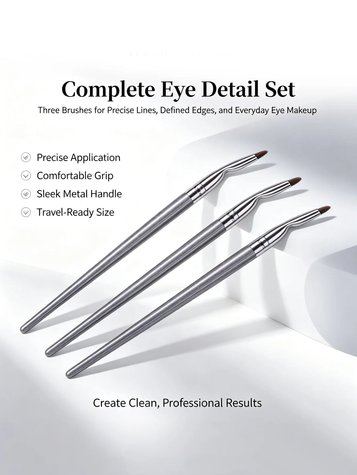 3-Piece Bent Eyeliner & Lip Brushes – Angled Precision Tip