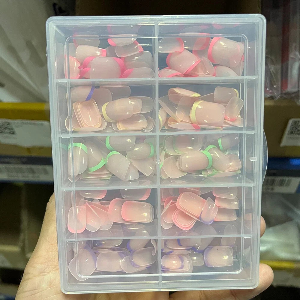 240/120Pcs French Square Press On Nails Full Cover Nail Tips