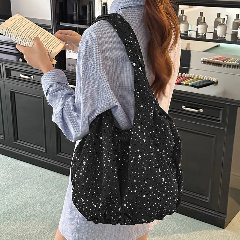 Korean Star Pattern Tote Bag – Large Shoulder Bag | Nixie