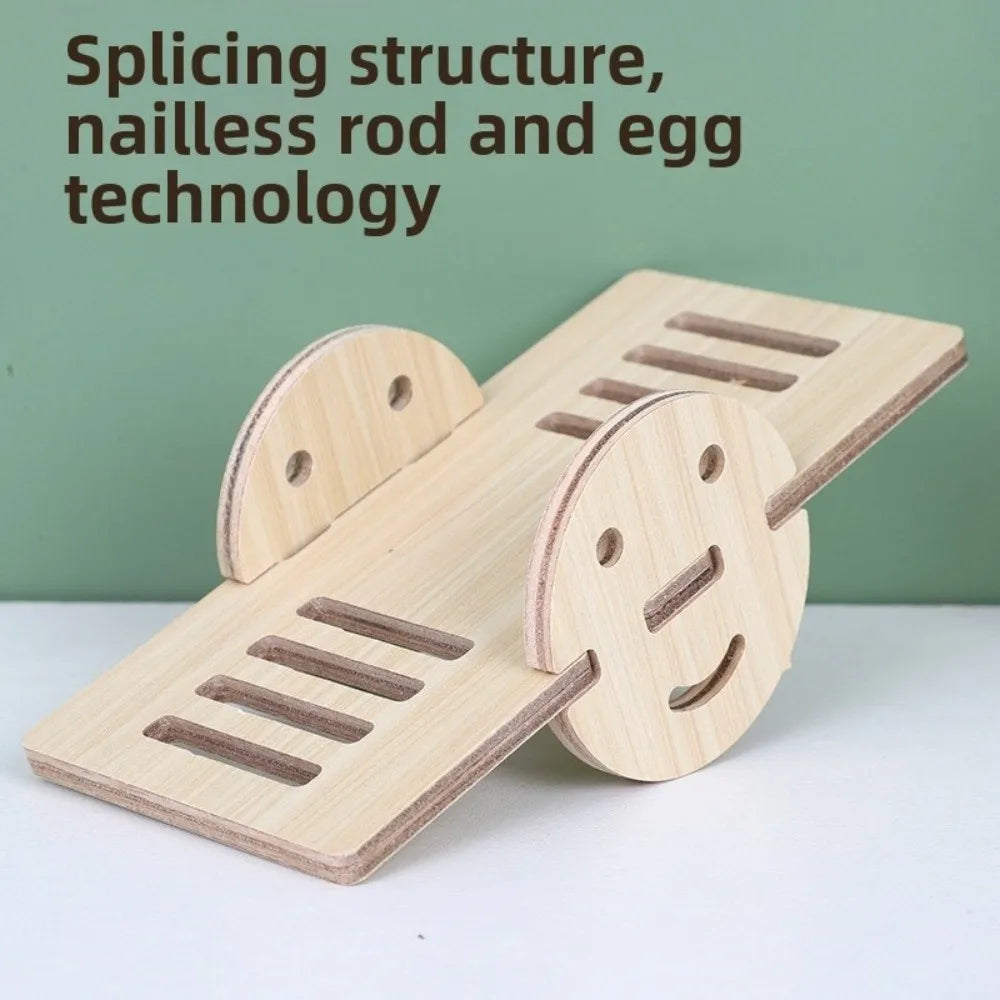 Wooden Hamster Villa – Seesaw, Swing & Climb Cage Toy