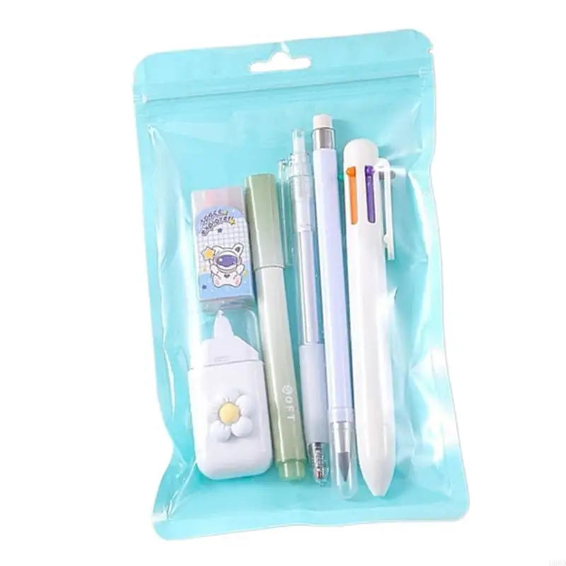 6-Piece Student Stationery Writing Set with Zip Case